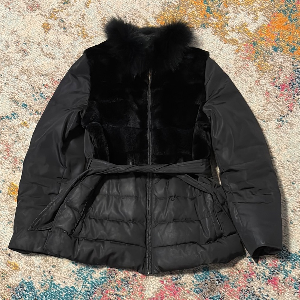Blue Duck Elegant Black Fur-Trimmed Women's Jacket